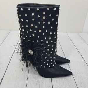 Azalea Wang Blaise Rhinestone Boots Womens sz 9 - DEFECT